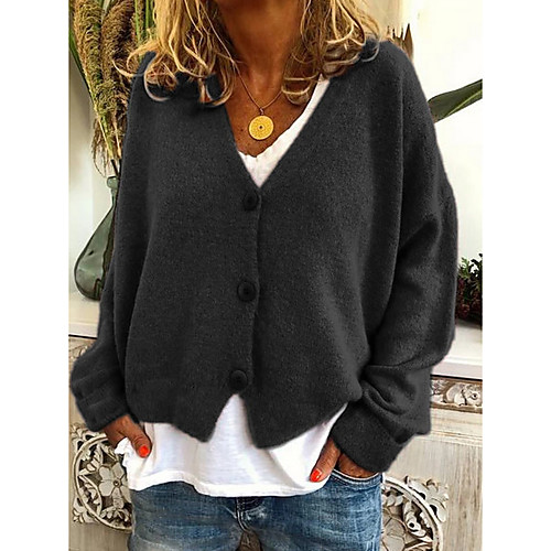Women's Basic Casual Knitted Button Solid Color Cardigan Sweater Cotton Long Sleeve Sweater Cardigans V Neck Fall Winter Blue Yellow Red
Women's Basic Casual Knitted Button Solid Color Cardigan Sweater Cotton Long Sleeve Sweater Cardigans V Neck Fall Winter Blue Yellow Red