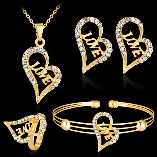 Women's Stud Earrings Pendant Necklace Bracelet Cut Out Heart Unique Design Fashion Gold Plated Earrings Jewelry Gold For Wedding Party Holiday Festival 1 set / Bridal Jewelry Sets / Open Ring
Women's Stud Earrings Pendant Necklace Bracelet Cut Out Heart Unique Design Fashion Gold Plated Earrings Jewelry Gold For Wedding Party Holiday Festival 1 set / Bridal Jewelry Sets / Open Ring