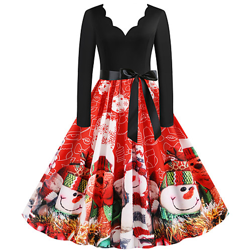 Women's Swing Dress Black Long Sleeve Santa Claus Geometric Snowflake Patchwork Print V Neck Basic Vintage Christmas S M L XL XXL 3XL
Women's Swing Dress Black Long Sleeve Santa Claus Geometric Snowflake Patchwork Print V Neck Basic Vintage Christmas S M L XL XXL 3XL