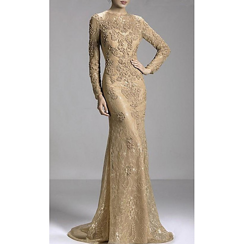 Mermaid / Trumpet Luxurious Engagement Formal Evening Dress Jewel Neck Long Sleeve Sweep / Brush Train Lace with Beading Appliques 2021
Mermaid / Trumpet Luxurious Engagement Formal Evening Dress Jewel Neck Long Sleeve Sweep / Brush Train Lace with Beading Appliques 2021