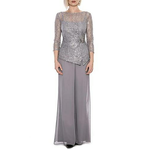 Pantsuit / Jumpsuit Mother of the Bride Dress Elegant & Luxurious Jewel Neck Floor Length Chiffon 3/4 Length Sleeve with Ruching 2021
Pantsuit / Jumpsuit Mother of the Bride Dress Elegant & Luxurious Jewel Neck Floor Length Chiffon 3/4 Length Sleeve with Ruching 2021