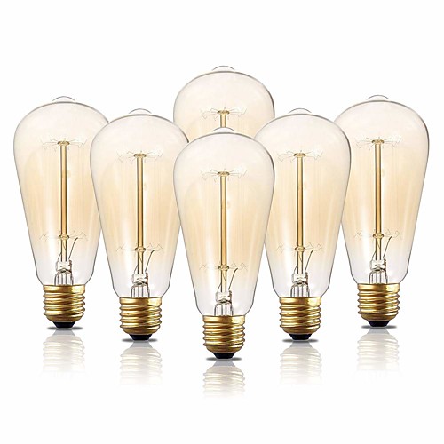 6pcs 40 W E26 / E27 ST64 Warm White 2200 k Incandescent Vintage Edison Light Bulb 220-240 V / 110-130 V
6pcs 40 W E26 / E27 ST64 Warm White 2200 k Incandescent Vintage Edison Light Bulb 220-240 V / 110-130 V