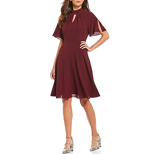 A-Line Elegant Holiday Cocktail Party Dress High Neck Short Sleeve Knee Length Chiffon with Draping 2021
A-Line Elegant Holiday Cocktail Party Dress High Neck Short Sleeve Knee Length Chiffon with Draping 2021