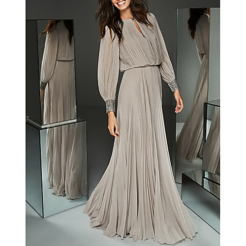 A-Line Mother of the Bride Dress Elegant & Luxurious Jewel Neck Floor Length Chiffon Long Sleeve with Buttons Pleats Beading 2021
A-Line Mother of the Bride Dress Elegant & Luxurious Jewel Neck Floor Length Chiffon Long Sleeve with Buttons Pleats Beading 2021
