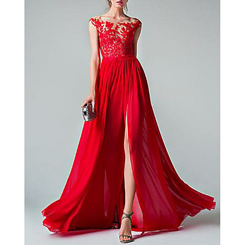 A-Line Empire Prom Formal Evening Dress Illusion Neck Sleeveless Sweep / Brush Train Chiffon with Appliques Split Front 2021
A-Line Empire Prom Formal Evening Dress Illusion Neck Sleeveless Sweep / Brush Train Chiffon with Appliques Split Front 2021