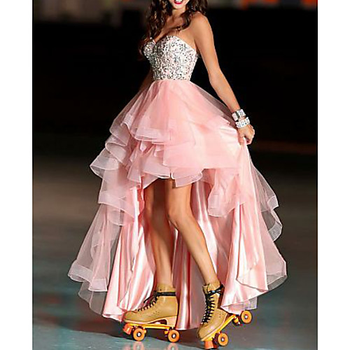 A-Line Color Block Prom Formal Evening Dress Sweetheart Neckline Sleeveless Asymmetrical Tulle with Beading 2021
A-Line Color Block Prom Formal Evening Dress Sweetheart Neckline Sleeveless Asymmetrical Tulle with Beading 2021