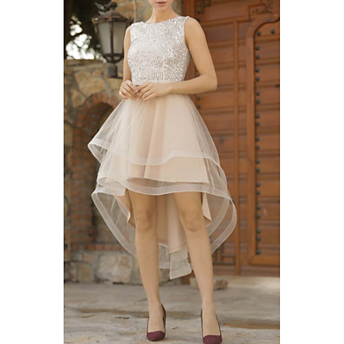 A-Line Sparkle & Shine Holiday Cocktail Party Dress Jewel Neck Sleeveless Asymmetrical Tulle Sequined with Sash / Ribbon Tier 2021
A-Line Sparkle & Shine Holiday Cocktail Party Dress Jewel Neck Sleeveless Asymmetrical Tulle Sequined with Sash / Ribbon Tier 2021