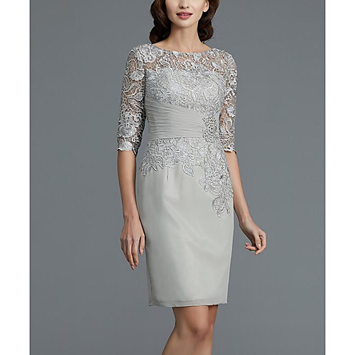 Two Piece Sheath / Column Mother of the Bride Dress Wrap Included Jewel Neck Knee Length Chiffon 3/4 Length Sleeve with Lace Sash / Ribbon Crystal Brooch 2021
Two Piece Sheath / Column Mother of the Bride Dress Wrap Included Jewel Neck Knee Length Chiffon 3/4 Length Sleeve with Lace Sash / Ribbon Crystal Brooch 2021
