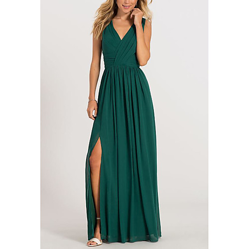 A-Line Elegant Formal Evening Dress V Neck Sleeveless Floor Length Chiffon with Pleats Split Front 2021
A-Line Elegant Formal Evening Dress V Neck Sleeveless Floor Length Chiffon with Pleats Split Front 2021