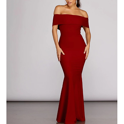 Mermaid / Trumpet Mother of the Bride Dress Elegant & Luxurious Off Shoulder Floor Length Polyester Short Sleeve with Pleats 2021
Mermaid / Trumpet Mother of the Bride Dress Elegant & Luxurious Off Shoulder Floor Length Polyester Short Sleeve with Pleats 2021