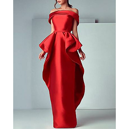 Sheath / Column Beautiful Back Prom Formal Evening Valentine's Day Dress Off Shoulder Short Sleeve Floor Length Satin with Ruffles Tier 2021
Sheath / Column Beautiful Back Prom Formal Evening Valentine's Day Dress Off Shoulder Short Sleeve Floor Length Satin with Ruffles Tier 2021
