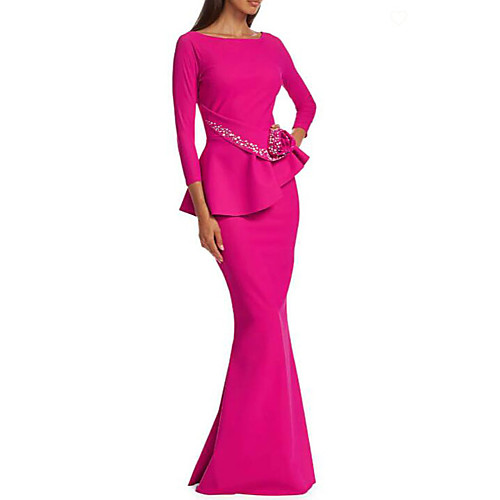 Sheath / Column Elegant Formal Evening Dress Jewel Neck 3/4 Length Sleeve Floor Length Jersey with Beading Appliques 2021
Sheath / Column Elegant Formal Evening Dress Jewel Neck 3/4 Length Sleeve Floor Length Jersey with Beading Appliques 2021