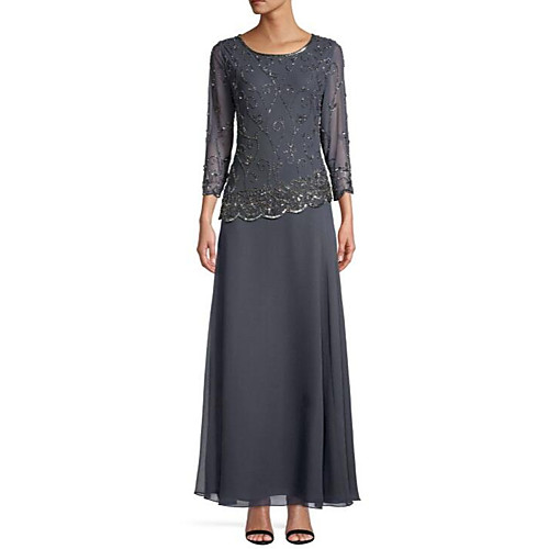 Sheath / Column Elegant Formal Evening Dress Jewel Neck 3/4 Length Sleeve Ankle Length Chiffon with Sequin 2021
Sheath / Column Elegant Formal Evening Dress Jewel Neck 3/4 Length Sleeve Ankle Length Chiffon with Sequin 2021