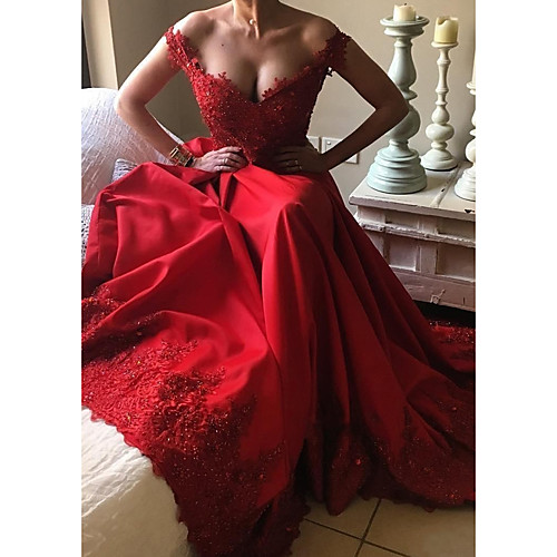 A-Line Beautiful Back Prom Formal Evening Dress Off Shoulder Short Sleeve Court Train Satin with Beading Sequin Appliques 2021
A-Line Beautiful Back Prom Formal Evening Dress Off Shoulder Short Sleeve Court Train Satin with Beading Sequin Appliques 2021