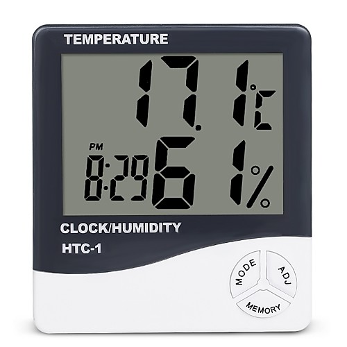 Indoor Room LCD Electronic Temperature Humidity Meter Digital Thermometer Hygrometer Weather Station Alarm Clock HTC-1
Indoor Room LCD Electronic Temperature Humidity Meter Digital Thermometer Hygrometer Weather Station Alarm Clock HTC-1