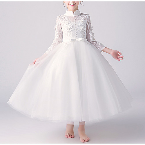 A-Line Ankle Length Flower Girl Dresses First Communion Tulle 3/4 Length Sleeve High Neck with Bow(s)
A-Line Ankle Length Flower Girl Dresses First Communion Tulle 3/4 Length Sleeve High Neck with Bow(s)