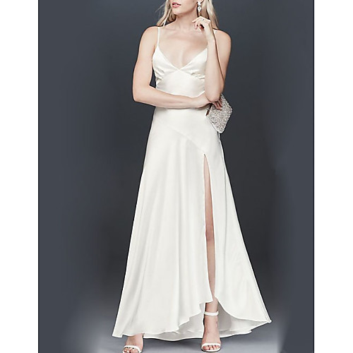 A-Line Spaghetti Strap Floor Length Satin Bridesmaid Dress with Split Front / Open Back
A-Line Spaghetti Strap Floor Length Satin Bridesmaid Dress with Split Front / Open Back