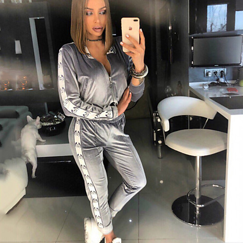 Women's 2 Piece Full Zip Tracksuit Sweatsuit Jogging Suit Street Casual Long Sleeve Velour Windproof Breathable Soft Fitness Running Jogging Sportswear Jacket Track pants White Purple Khaki Gray
Women's 2 Piece Full Zip Tracksuit Sweatsuit Jogging Suit Street Casual Long Sleeve Velour Windproof Breathable Soft Fitness Running Jogging Sportswear Jacket Track pants White Purple Khaki Gray