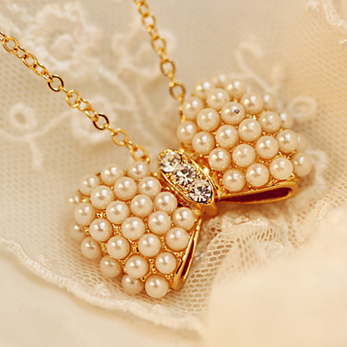 Women's Pendant Necklace Charm Necklace Classic Precious Bowknot Fashion Imitation Pearl Zircon Chrome Gold 55 cm Necklace Jewelry 1pc For Daily Street Work 
Women's Pendant Necklace Charm Necklace Classic Precious Bowknot Fashion Imitation Pearl Zircon Chrome Gold 55 cm Necklace Jewelry 1pc For Daily Street Work