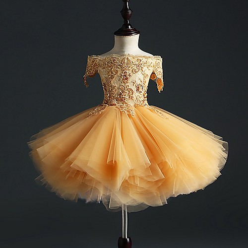 Princess Short Length Flower Girl Dresses Pageant Polyester Short Sleeve Off Shoulder with Appliques
Princess Short Length Flower Girl Dresses Pageant Polyester Short Sleeve Off Shoulder with Appliques