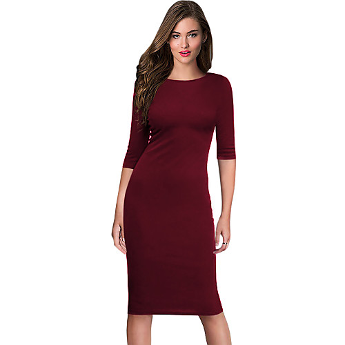 Women's Sheath Dress - 3/4 Length Sleeve Bow Patchwork Drawstring Basic Elegant Slim Wine Black Purple Green S M L XL XXL
Women's Sheath Dress - 3/4 Length Sleeve Bow Patchwork Drawstring Basic Elegant Slim Wine Black Purple Green S M L XL XXL