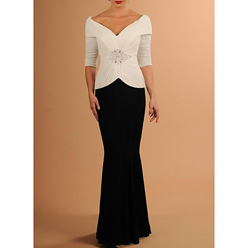 Mermaid / Trumpet Mother of the Bride Dress Elegant & Luxurious Plunging Neck Floor Length Satin Half Sleeve with Beading Ruching 2021
Mermaid / Trumpet Mother of the Bride Dress Elegant & Luxurious Plunging Neck Floor Length Satin Half Sleeve with Beading Ruching 2021