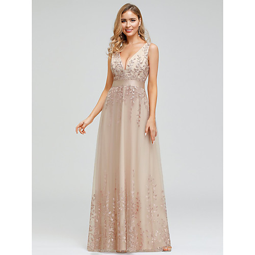 A-Line Sexy Prom Dress Plunging Neck Sleeveless Floor Length Chiffon Tulle with Embroidery 2021
A-Line Sexy Prom Dress Plunging Neck Sleeveless Floor Length Chiffon Tulle with Embroidery 2021