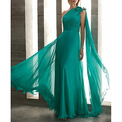 Sheath / Column Elegant Wedding Guest Formal Evening Dress One Shoulder Sleeveless Floor Length Chiffon with Bow(s) Ruched Draping 2021
Sheath / Column Elegant Wedding Guest Formal Evening Dress One Shoulder Sleeveless Floor Length Chiffon with Bow(s) Ruched Draping 2021
