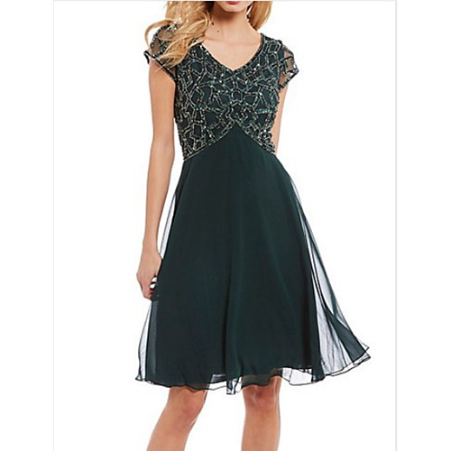 A-Line Mother of the Bride Dress Plus Size V Neck Knee Length Chiffon Short Sleeve with Beading Ruching 2021
A-Line Mother of the Bride Dress Plus Size V Neck Knee Length Chiffon Short Sleeve with Beading Ruching 2021