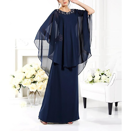 A-Line Mother of the Bride Dress Elegant & Luxurious Jewel Neck Floor Length Chiffon Half Sleeve with Beading 2021
A-Line Mother of the Bride Dress Elegant & Luxurious Jewel Neck Floor Length Chiffon Half Sleeve with Beading 2021
