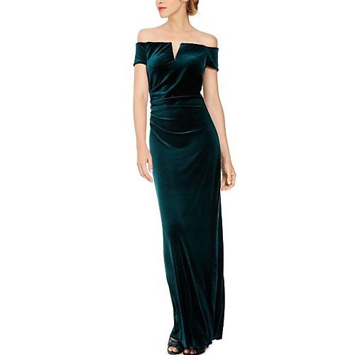 Sheath / Column Elegant Engagement Formal Evening Dress Off Shoulder Short Sleeve Floor Length Velvet with Ruched Split Front 2021
Sheath / Column Elegant Engagement Formal Evening Dress Off Shoulder Short Sleeve Floor Length Velvet with Ruched Split Front 2021