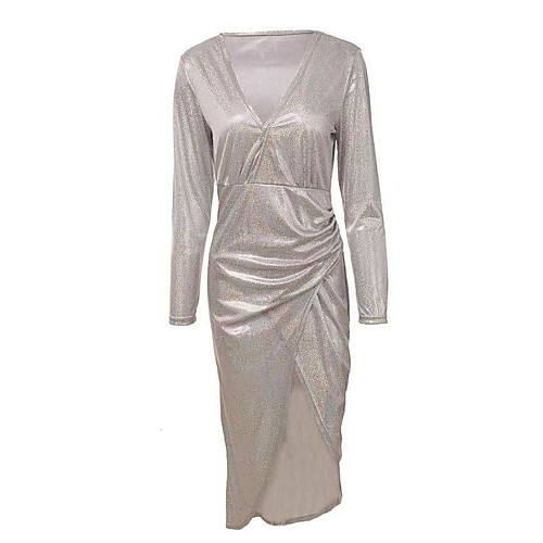 Women's The Great Gatsby Flapper Dress - Long Sleeve Solid Colored Deep V Basic 1920s Daily Wear Slim Gold Silver S M L XL
Women's The Great Gatsby Flapper Dress - Long Sleeve Solid Colored Deep V Basic 1920s Daily Wear Slim Gold Silver S M L XL