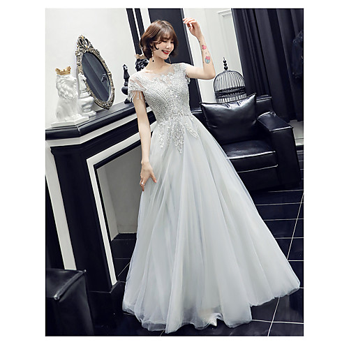 A-Line Elegant Wedding Guest Prom Formal Evening Dress Jewel Neck Short Sleeve Floor Length Satin Tulle with Beading 2021
A-Line Elegant Wedding Guest Prom Formal Evening Dress Jewel Neck Short Sleeve Floor Length Satin Tulle with Beading 2021