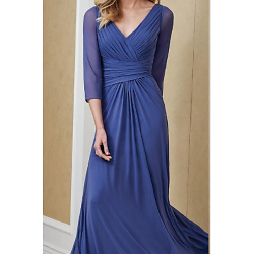 A-Line Mother of the Bride Dress Elegant V Neck Floor Length Chiffon 3/4 Length Sleeve with Ruching 2021
A-Line Mother of the Bride Dress Elegant V Neck Floor Length Chiffon 3/4 Length Sleeve with Ruching 2021