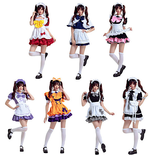 Sweet Lolita Maid Uniforms Vacation Dress Dress Female Japanese Cosplay Costumes White / Black / Purple Color Block Bowknot Short Sleeve Knee Length / Apron / Apron
Sweet Lolita Maid Uniforms Vacation Dress Dress Female Japanese Cosplay Costumes White / Black / Purple Color Block Bowknot Short Sleeve Knee Length / Apron / Apron