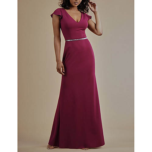 Sheath / Column Plunging Neck Floor Length Satin Bridesmaid Dress with Bow(s) / Bandage
Sheath / Column Plunging Neck Floor Length Satin Bridesmaid Dress with Bow(s) / Bandage