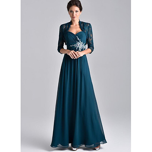 Two Piece A-Line Mother of the Bride Dress Elegant Spaghetti Strap Floor Length Chiffon Lace 3/4 Length Sleeve with Embroidery 2021
Two Piece A-Line Mother of the Bride Dress Elegant Spaghetti Strap Floor Length Chiffon Lace 3/4 Length Sleeve with Embroidery 2021