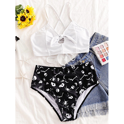 Women's Bikini Swimsuit Lace up Print Floral Geometric White Swimwear Bandeau Bathing Suits
Women's Bikini Swimsuit Lace up Print Floral Geometric White Swimwear Bandeau Bathing Suits
