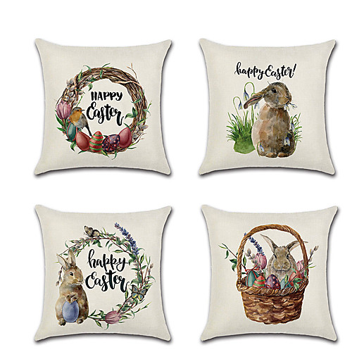 Happy Easter Set of 4 Faux Linen Pillow Cover Holiday Cartoon Happy Rabbit Traditional Easter Throw Pillow
Happy Easter Set of 4 Faux Linen Pillow Cover Holiday Cartoon Happy Rabbit Traditional Easter Throw Pillow