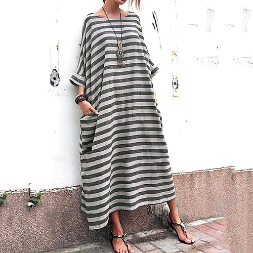 Women's Sheath Dress White 3/4 Length Sleeve Black White Stripes / Ripples Patchwork Round Neck Basic Belt Not Included Loose S M L XL XXL 3XL 4XL 5XL / Maxi
Women's Sheath Dress White 3/4 Length Sleeve Black White Stripes / Ripples Patchwork Round Neck Basic Belt Not Included Loose S M L XL XXL 3XL 4XL 5XL / Maxi