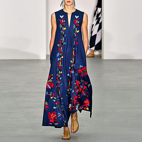 Women's Sheath Dress Blue Black Sleeveless Black Blue Printing Patchwork V Neck Basic Belt Not Included S M L XL XXL / Maxi
Women's Sheath Dress Blue Black Sleeveless Black Blue Printing Patchwork V Neck Basic Belt Not Included S M L XL XXL / Maxi