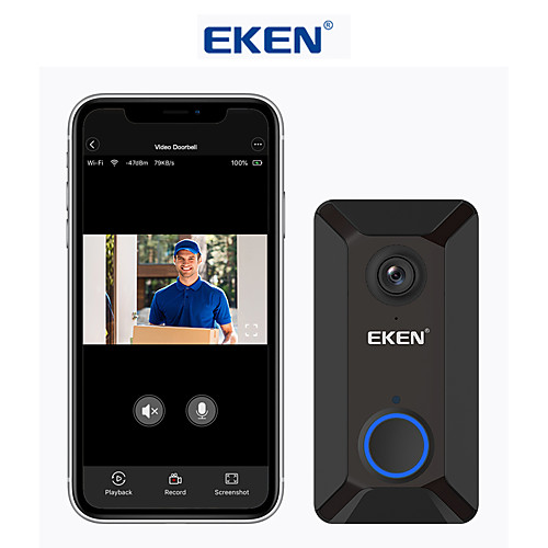 EKEN V6 Black Smart WiFi Video Doorbell Camera IP Door Bell Wireless Home Visual Intercom APP Control Security Camera
EKEN V6 Black Smart WiFi Video Doorbell Camera IP Door Bell Wireless Home Visual Intercom APP Control Security Camera