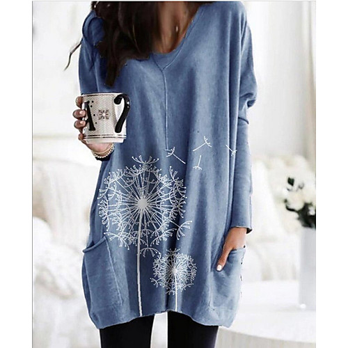 Women's T shirt Dress Tunic Blouse Floral Solid Colored Flower Long Sleeve Round Neck Tops Black Blue Gray
Women's T shirt Dress Tunic Blouse Floral Solid Colored Flower Long Sleeve Round Neck Tops Black Blue Gray