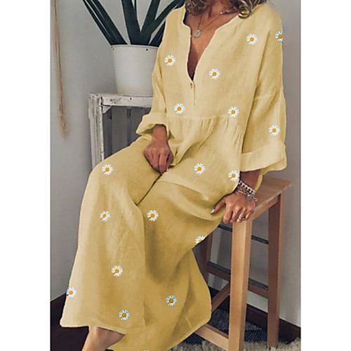 Women's A Line Dress Maxi long Dress Yellow Green Light Blue Long Sleeve Floral Floral Spring Summer V Neck Loose M L XL XXL 3XL 4XL 5XL / Cotton / Cotton
Women's A Line Dress Maxi long Dress Yellow Green Light Blue Long Sleeve Floral Floral Spring Summer V Neck Loose M L XL XXL 3XL 4XL 5XL / Cotton / Cotton