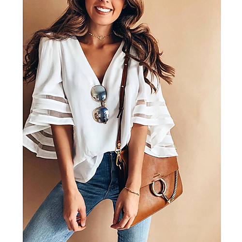 Women's Plus Size Blouse Shirt Solid Colored V Neck Tops White Red Blushing Pink
Women's Plus Size Blouse Shirt Solid Colored V Neck Tops White Red Blushing Pink