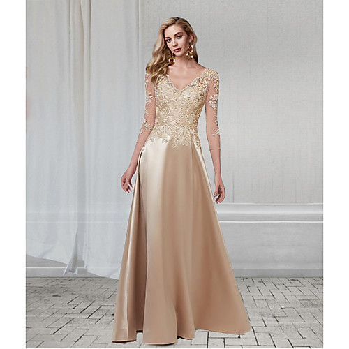 A-Line Elegant Wedding Guest Formal Evening Dress V Neck 3/4 Length Sleeve Floor Length Chiffon Lace with Appliques 2021
A-Line Elegant Wedding Guest Formal Evening Dress V Neck 3/4 Length Sleeve Floor Length Chiffon Lace with Appliques 2021