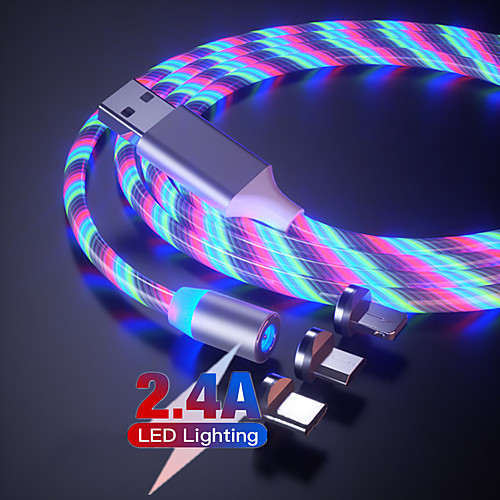 3 in 1Luminescence Magnetic Sucker Streamer LED For iPhone Type C Data Charging Micro USB for Android Data Cable 2A 1M
3 in 1Luminescence Magnetic Sucker Streamer LED For iPhone Type C Data Charging Micro USB for Android Data Cable 2A 1M