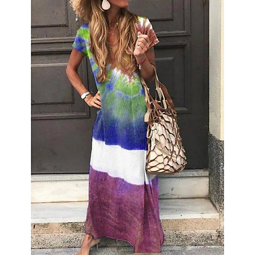 Women's Sheath Dress Purple Green Royal Blue Light Blue Short Sleeves Color Block V Neck S M L XL XXL 3XL / Maxi
Women's Sheath Dress Purple Green Royal Blue Light Blue Short Sleeves Color Block V Neck S M L XL XXL 3XL / Maxi