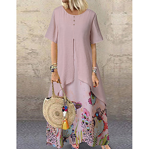 Women's Swing Dress Blushing Pink Green Beige Short Sleeves Geometric Round Neck Hot Loose M L XL XXL 3XL 4XL / Maxi
Women's Swing Dress Blushing Pink Green Beige Short Sleeves Geometric Round Neck Hot Loose M L XL XXL 3XL 4XL / Maxi
