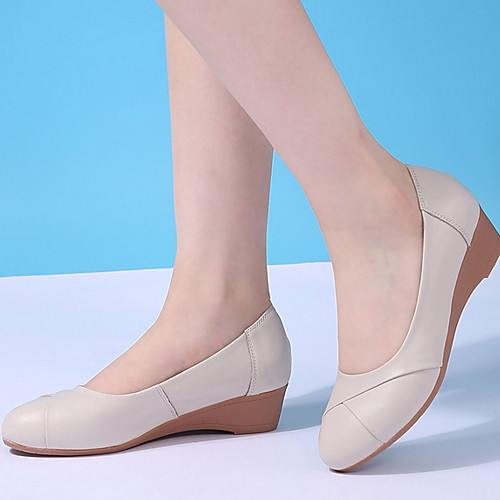 Women's Loafers & Slip-Ons Wedge Heel Round Toe Daily Cowhide Black Beige Gray
Women's Loafers & Slip-Ons Wedge Heel Round Toe Daily Cowhide Black Beige Gray